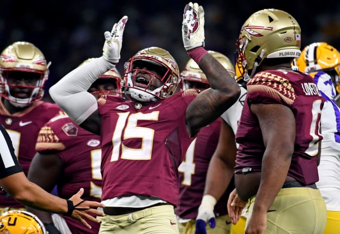 Florida State celebrates its road win against LSU.